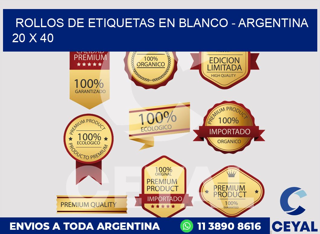 Rollos de etiquetas en blanco - Argentina 20 x 40