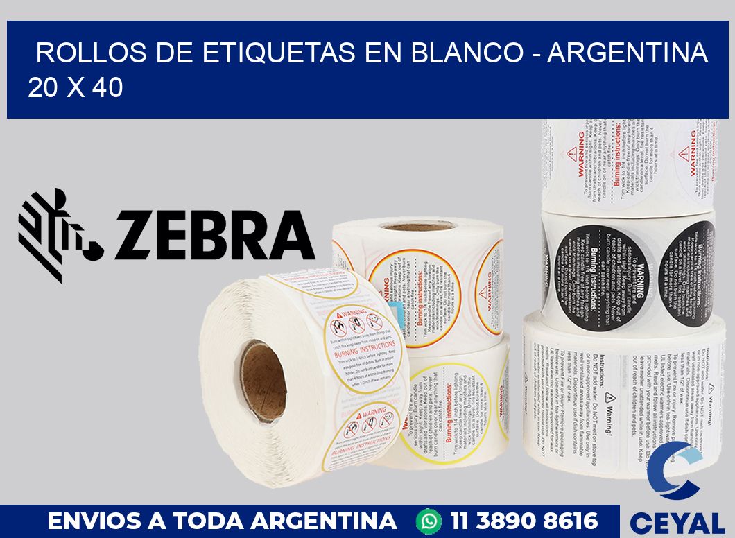 Rollos de etiquetas en blanco - Argentina 20 x 40