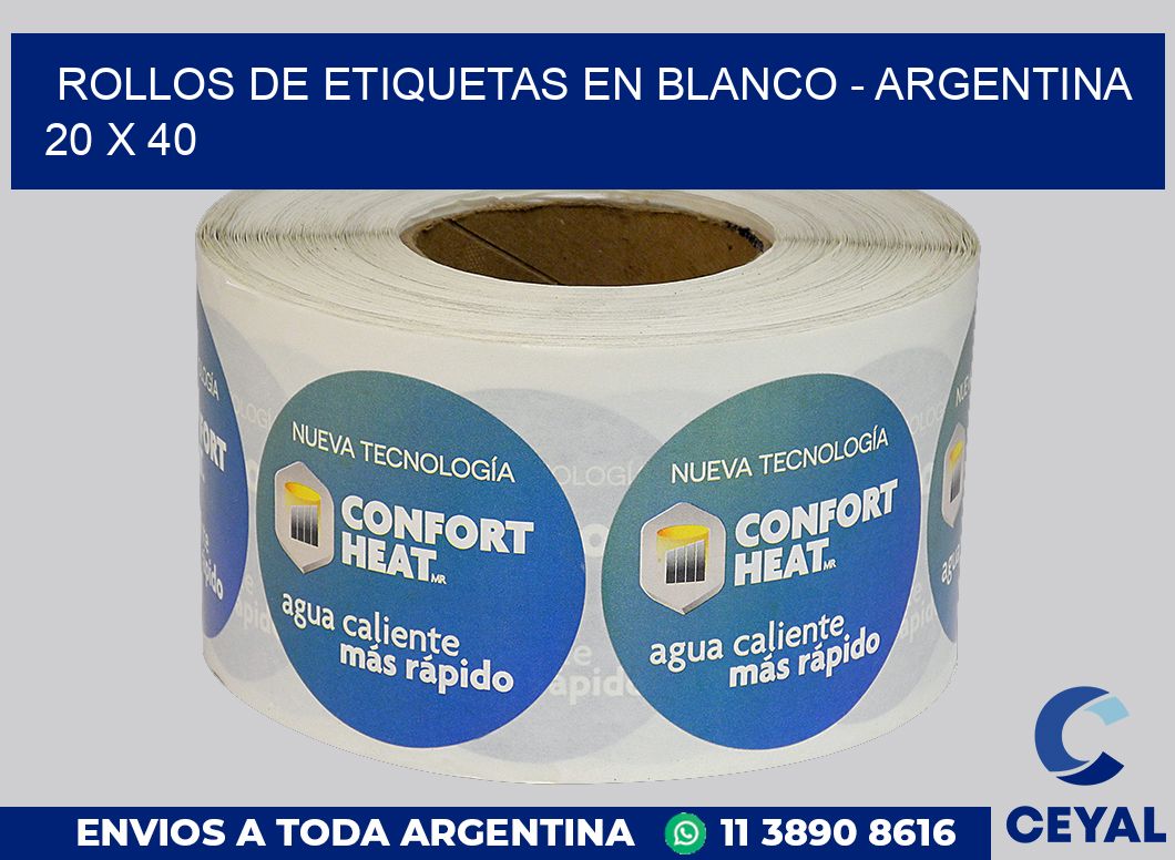 Rollos de etiquetas en blanco – Argentina 20 x 40