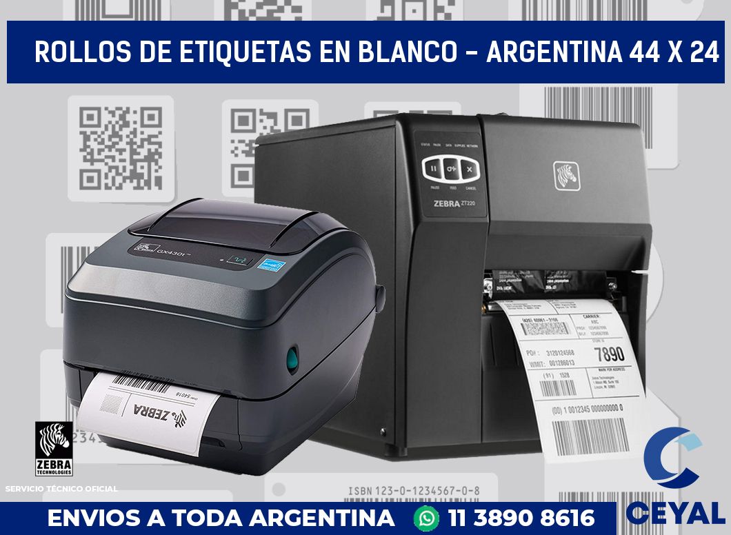 Rollos de etiquetas en blanco - Argentina 44 x 24