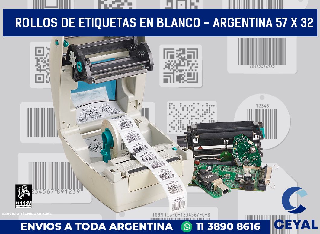 Rollos de etiquetas en blanco - Argentina 57 x 32