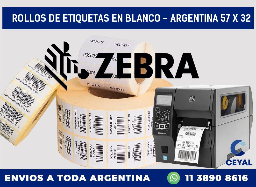 Rollos de etiquetas en blanco - Argentina 57 x 32