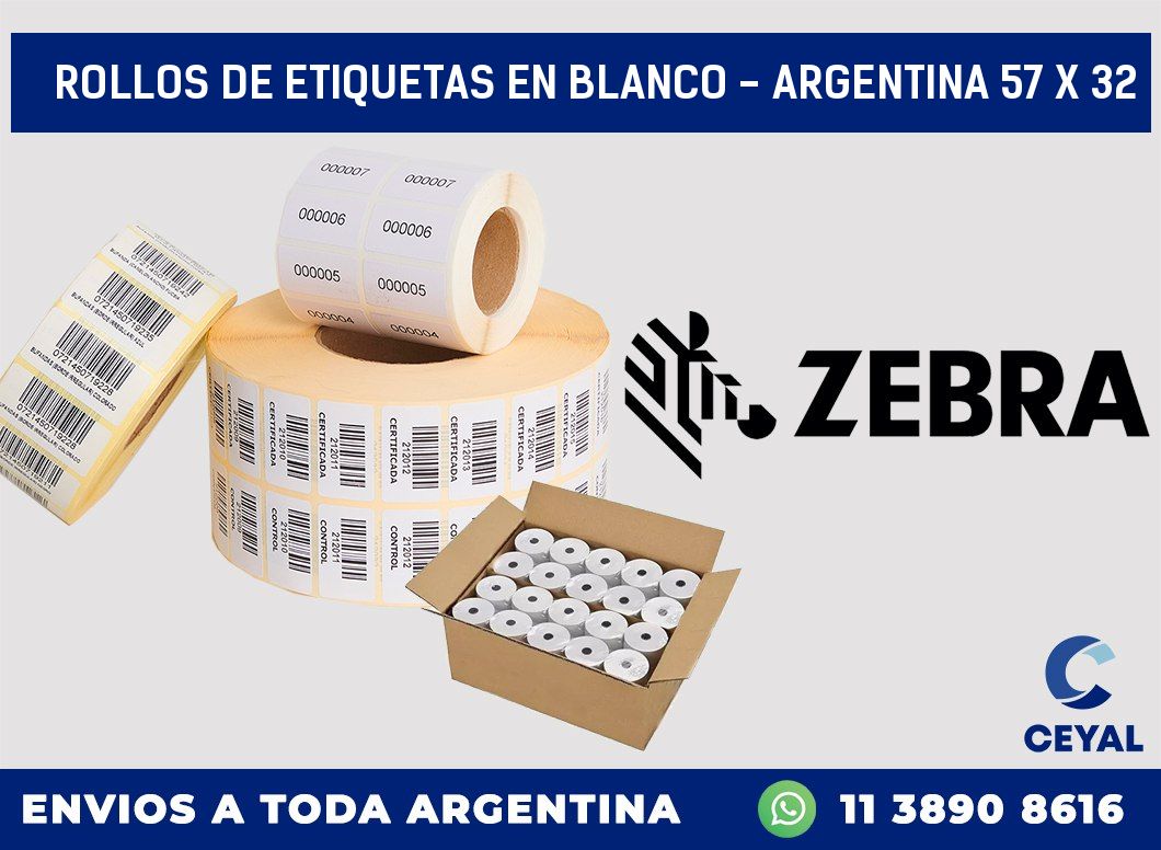 Rollos de etiquetas en blanco – Argentina 57 x 32