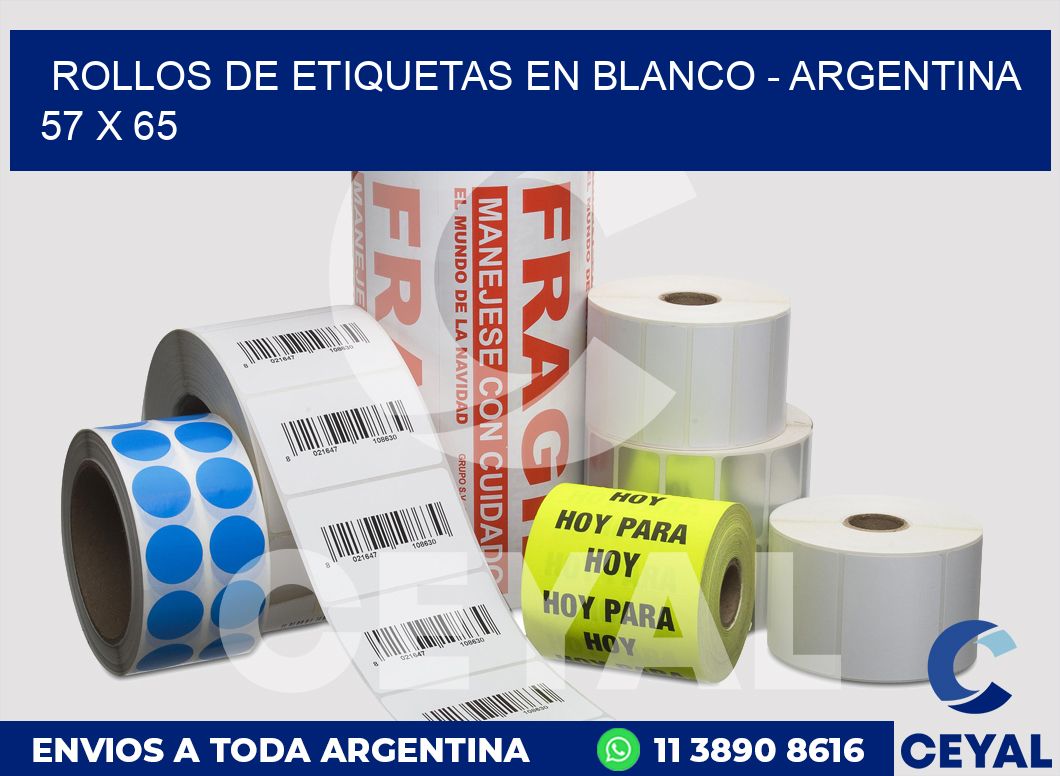 Rollos de etiquetas en blanco - Argentina 57 x 65