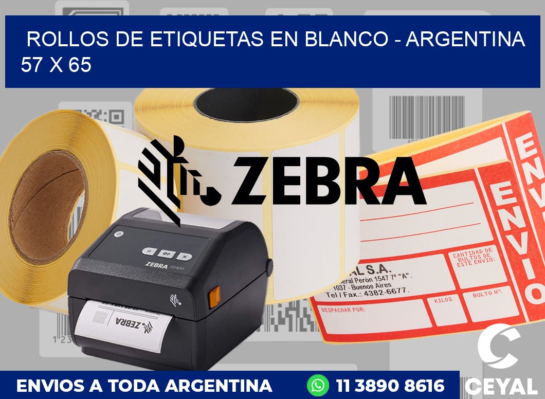 Rollos de etiquetas en blanco - Argentina 57 x 65