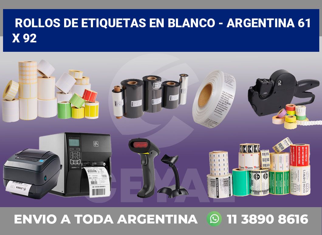 Rollos de etiquetas en blanco - Argentina 61 x 92