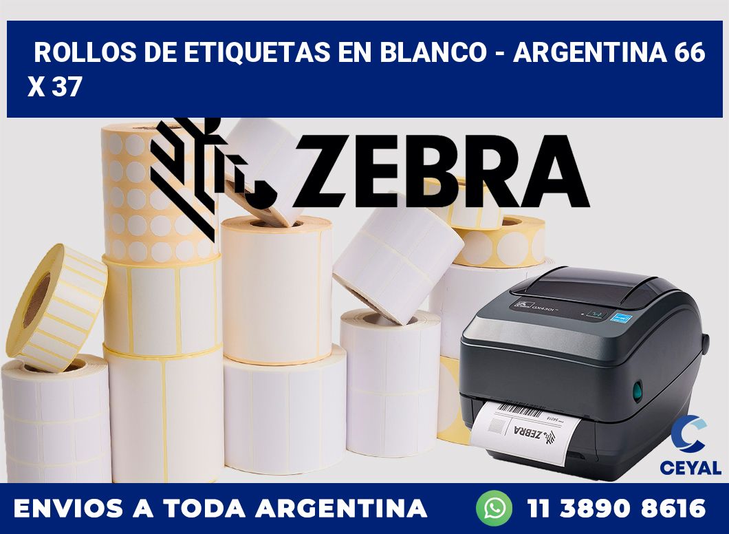 Rollos de etiquetas en blanco – Argentina 66 x 37