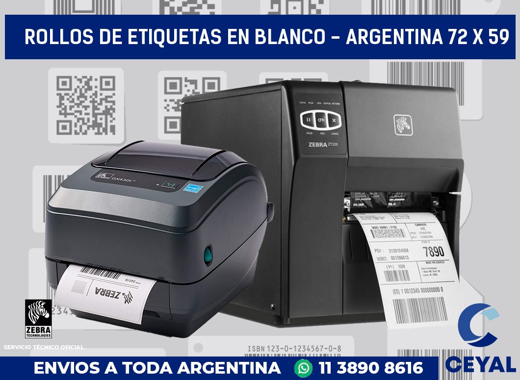 Rollos de etiquetas en blanco - Argentina 72 x 59