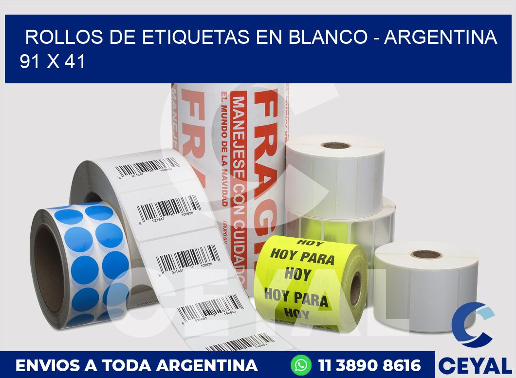 Rollos de etiquetas en blanco - Argentina 91 x 41