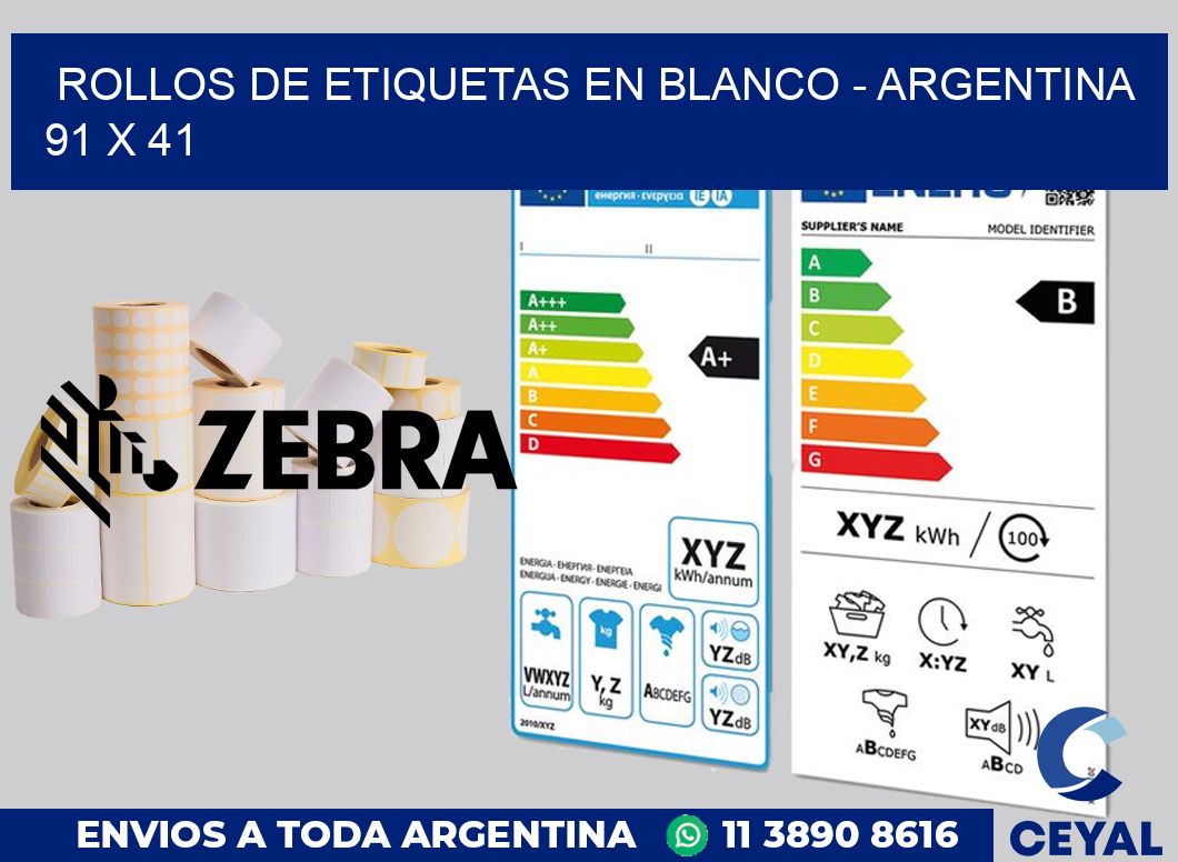 Rollos de etiquetas en blanco - Argentina 91 x 41
