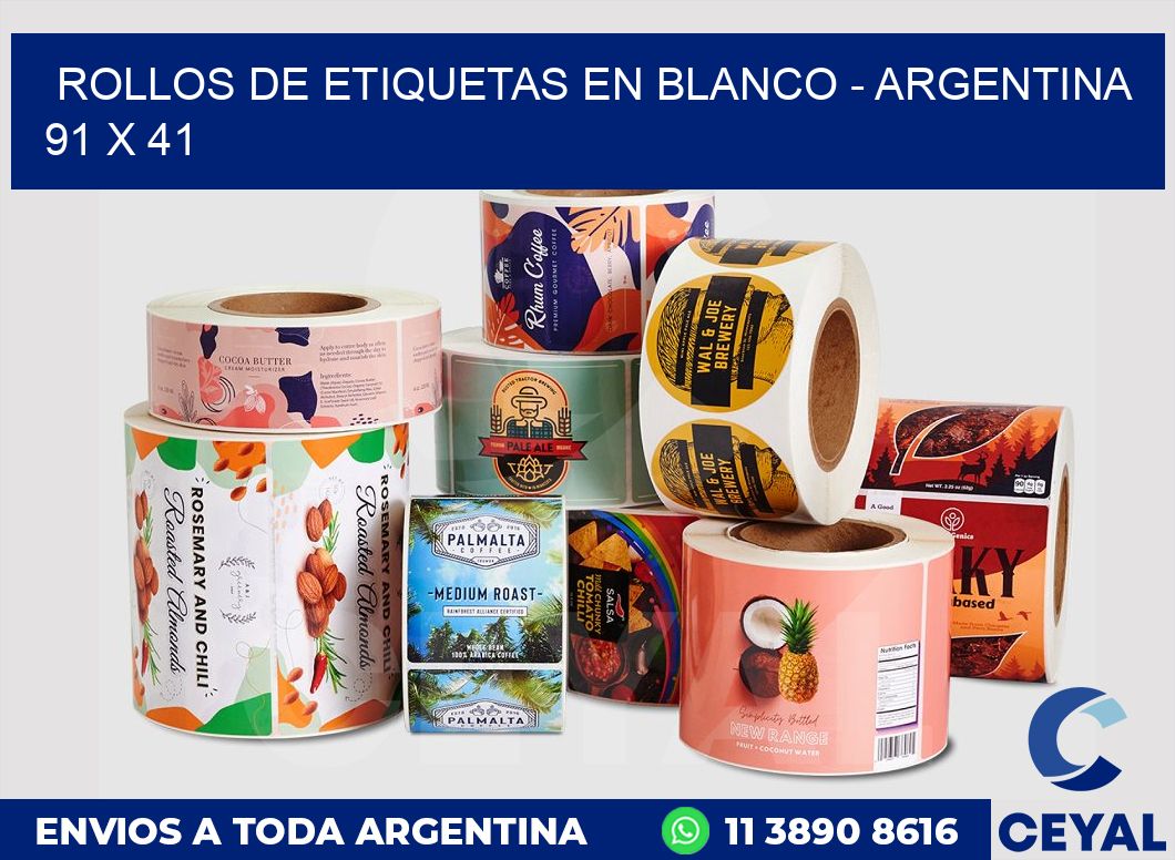 Rollos de etiquetas en blanco – Argentina 91 x 41