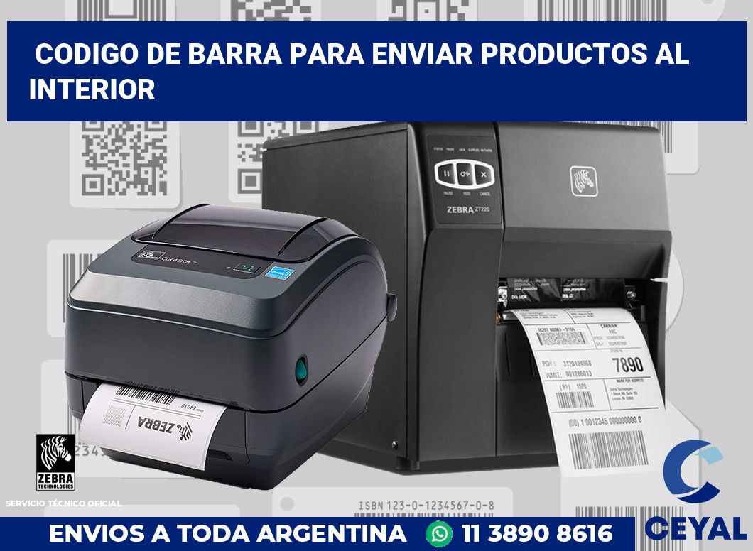 codigo de barra para enviar productos al interior