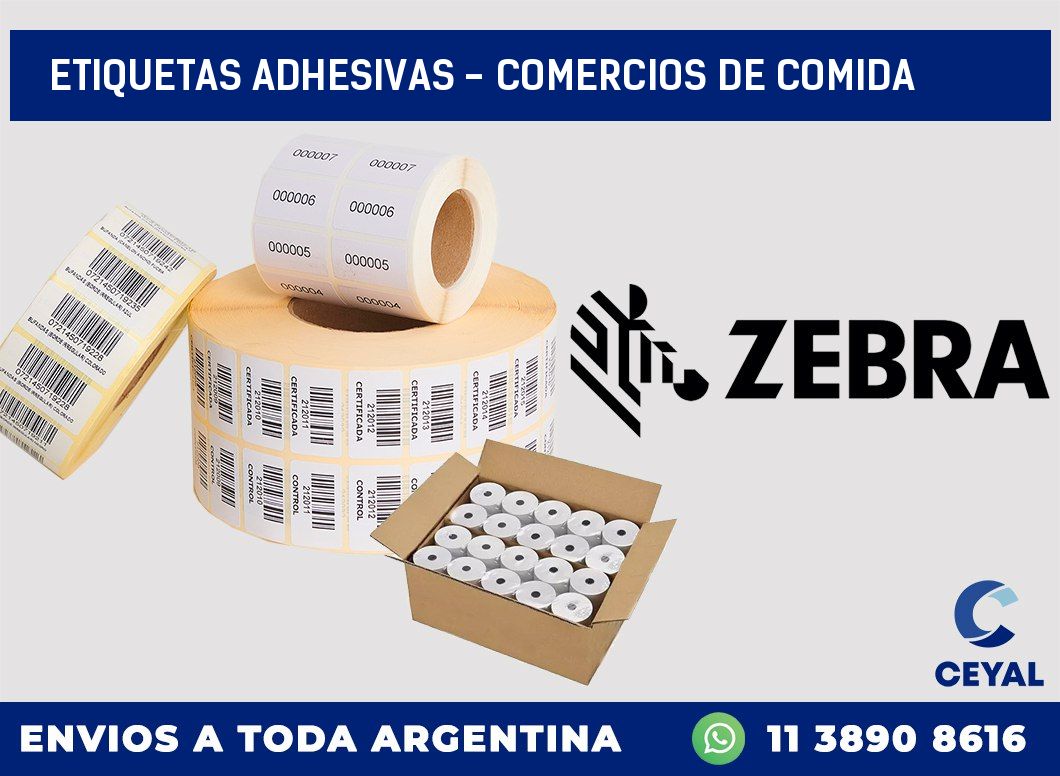 etiquetas adhesivas - comercios de comida
