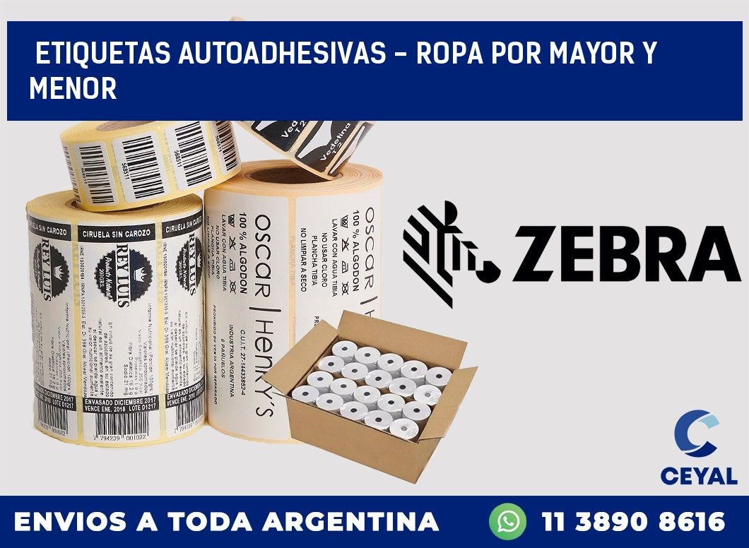 etiquetas autoadhesivas – ropa por mayor y menor