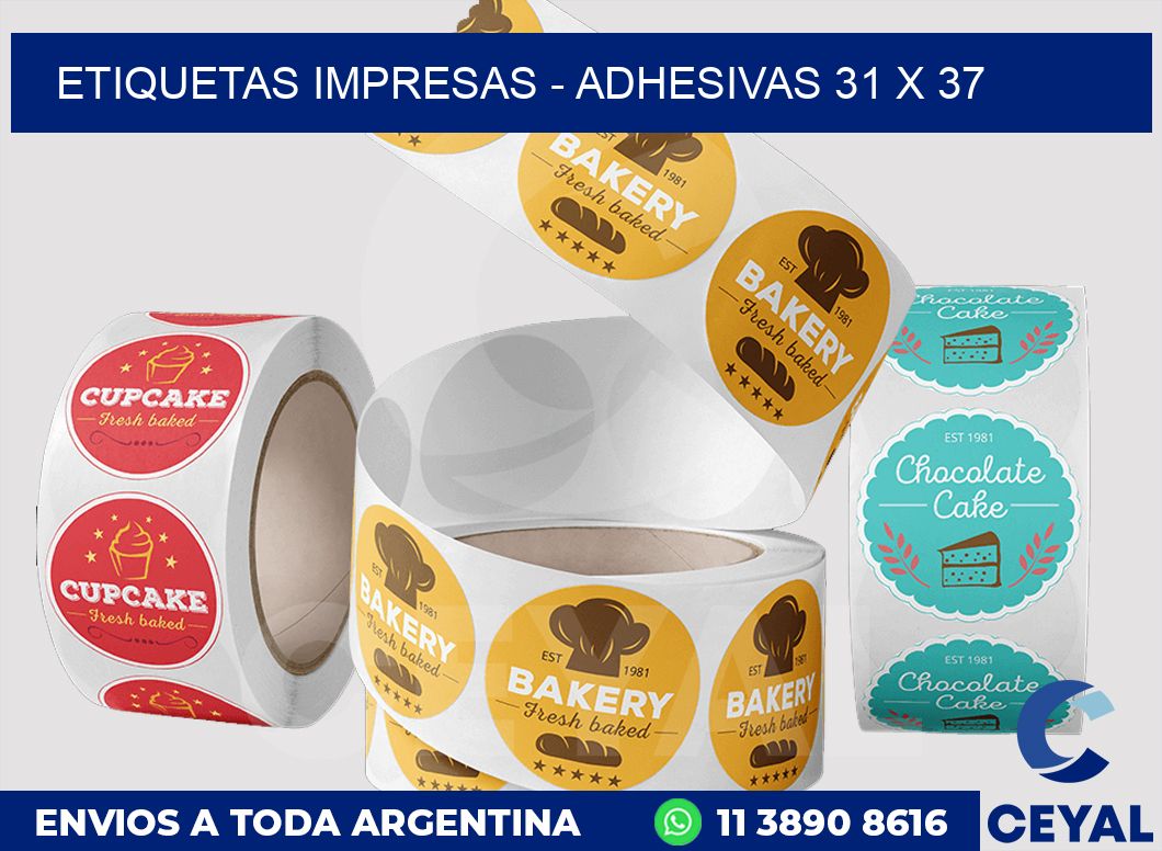 etiquetas impresas - Adhesivas 31 x 37