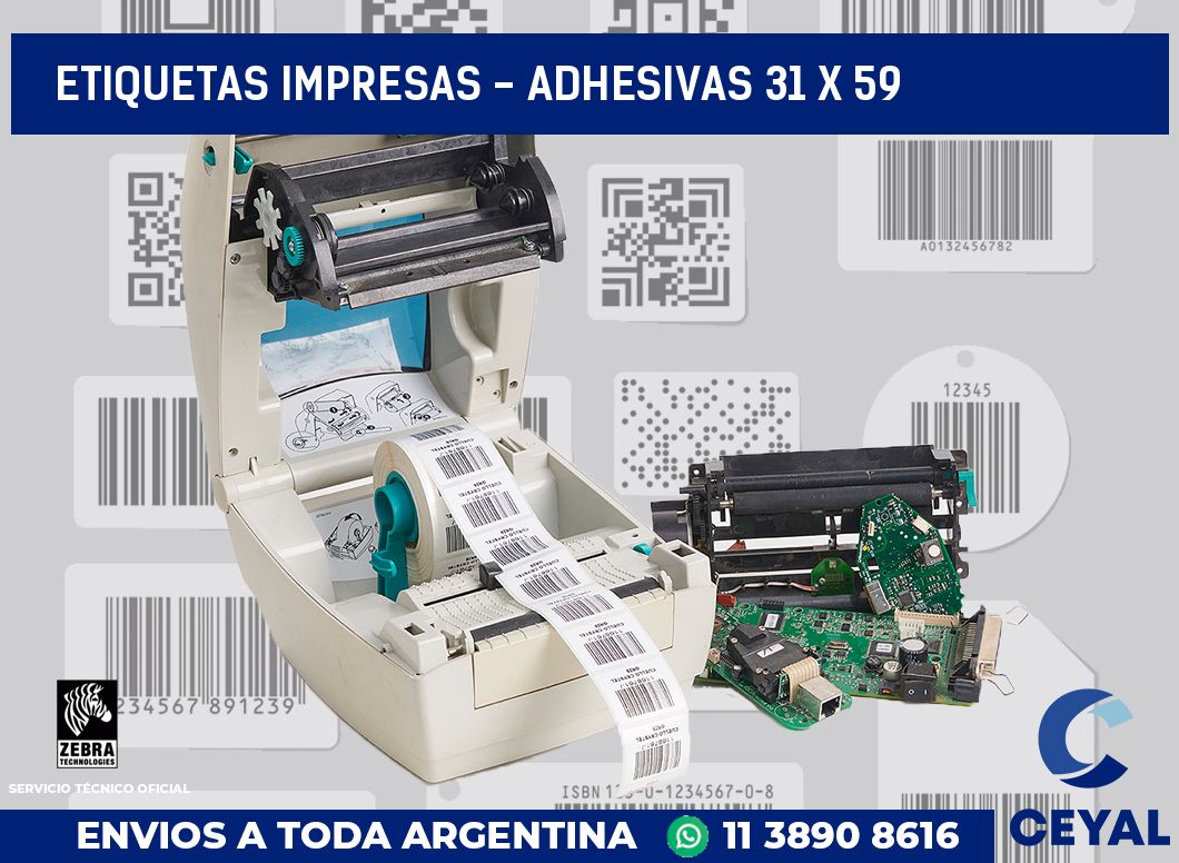 etiquetas impresas - Adhesivas 31 x 59
