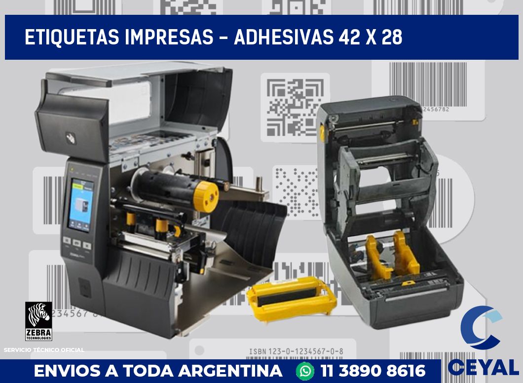 etiquetas impresas - Adhesivas 42 x 28