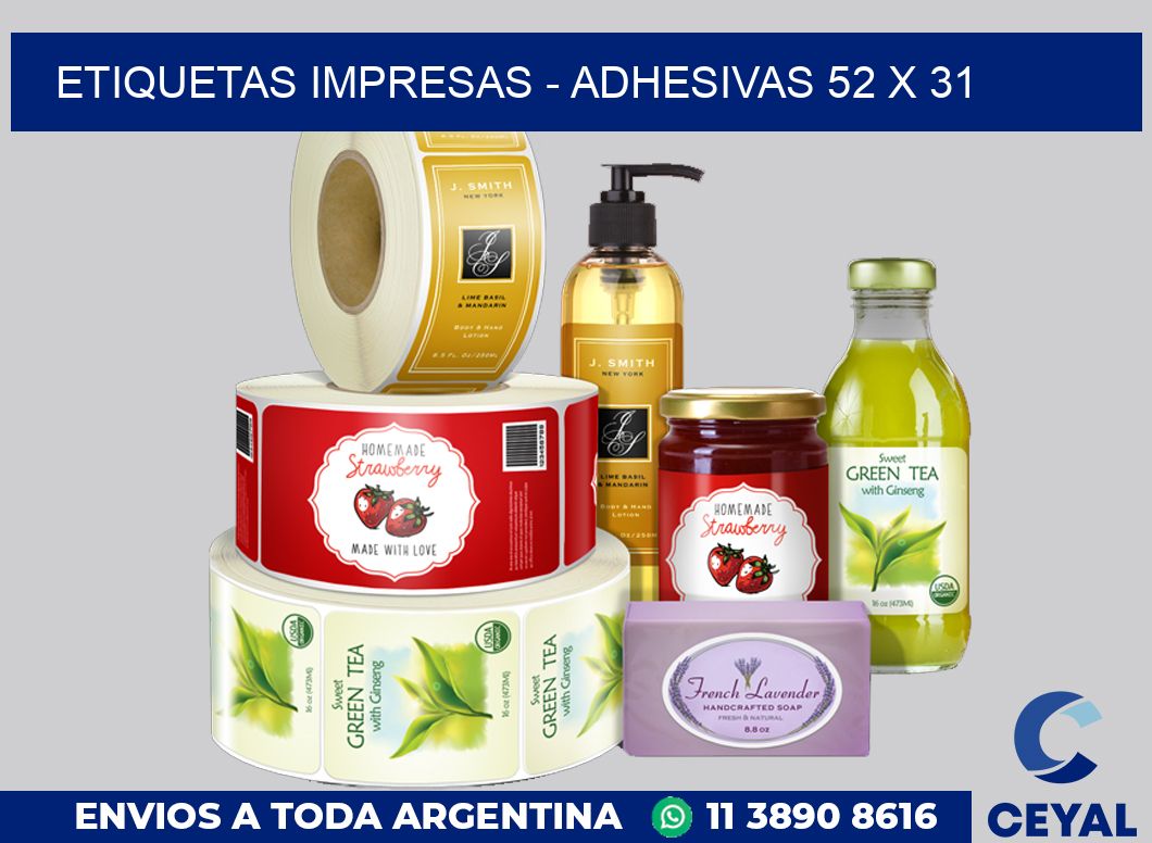 etiquetas impresas – Adhesivas 52 x 31