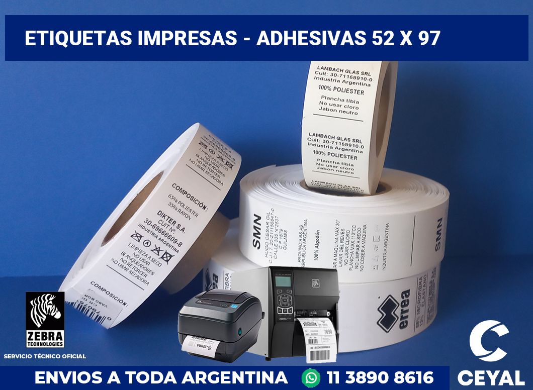 etiquetas impresas – Adhesivas 52 x 97