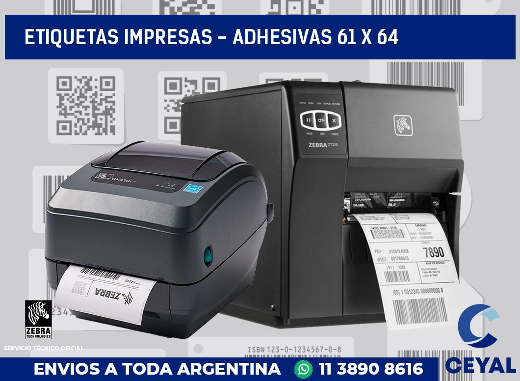 etiquetas impresas - Adhesivas 61 x 64