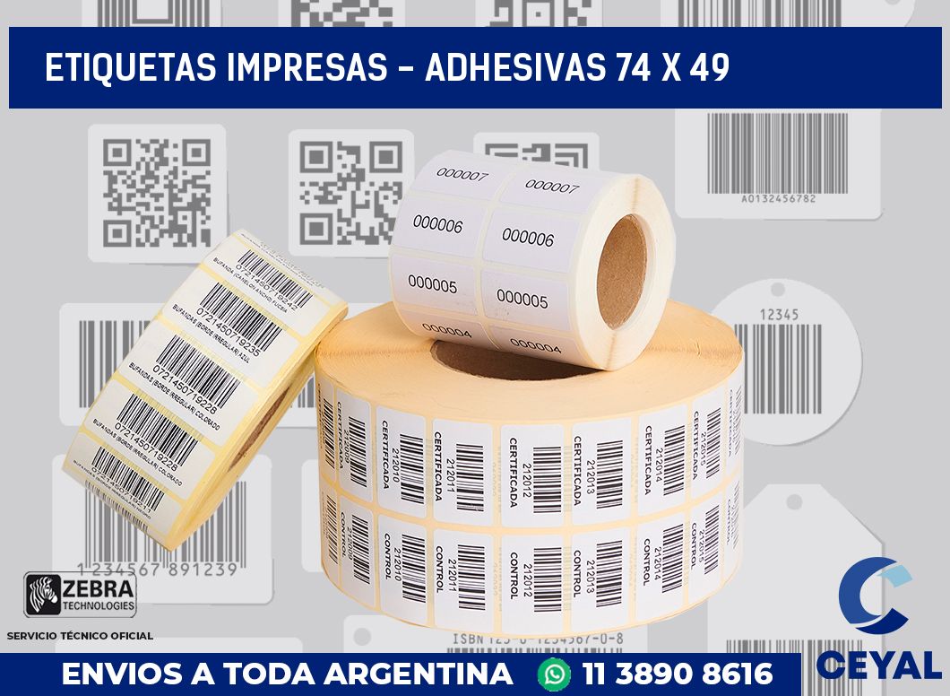 etiquetas impresas - Adhesivas 74 x 49