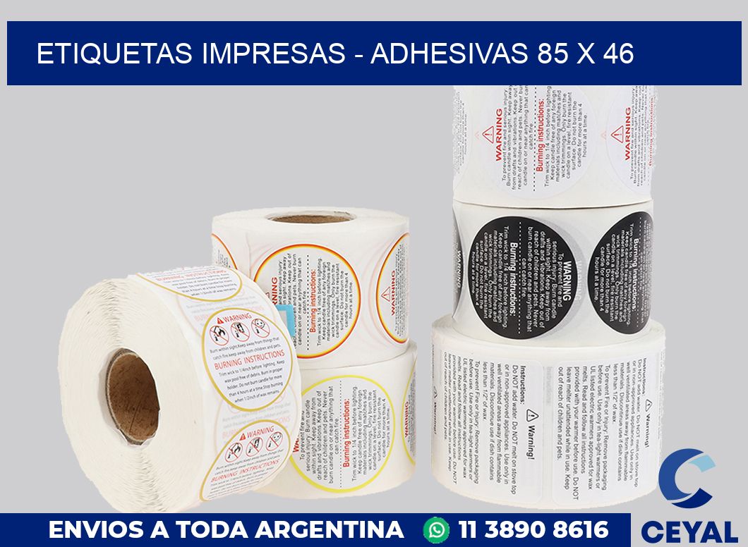 etiquetas impresas – Adhesivas 85 x 46