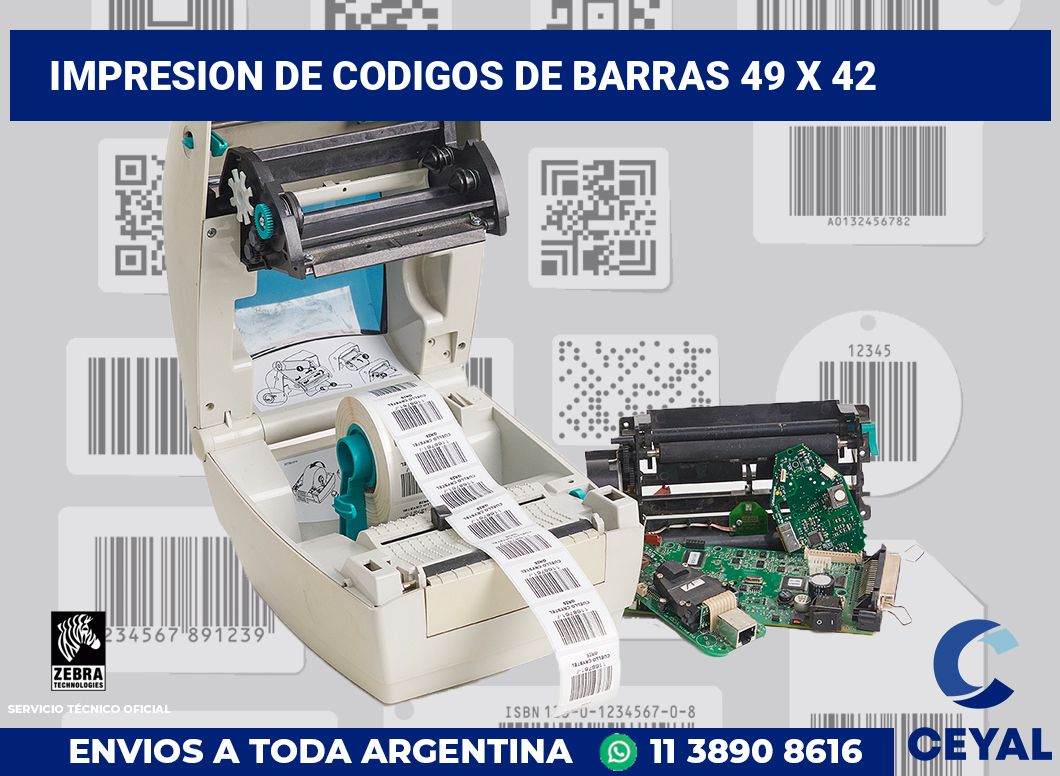 impresion de codigos de barras 49 x 42