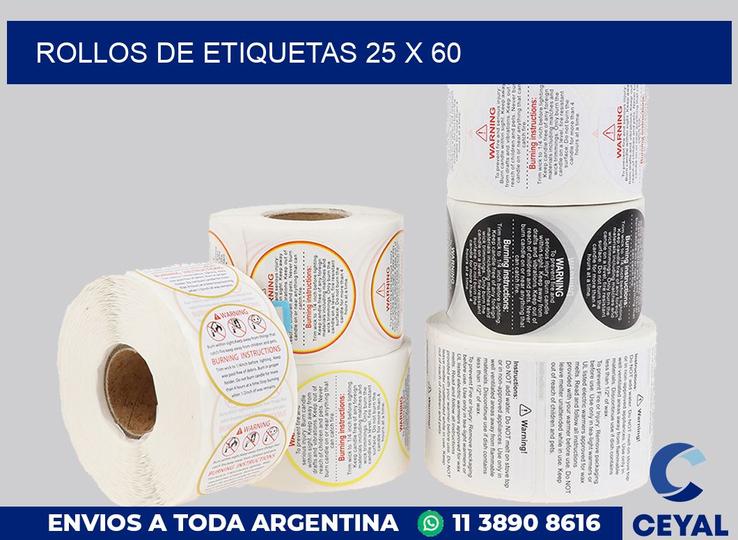 rollos de etiquetas 25 x 60