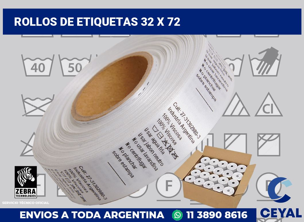rollos de etiquetas 32 x 72