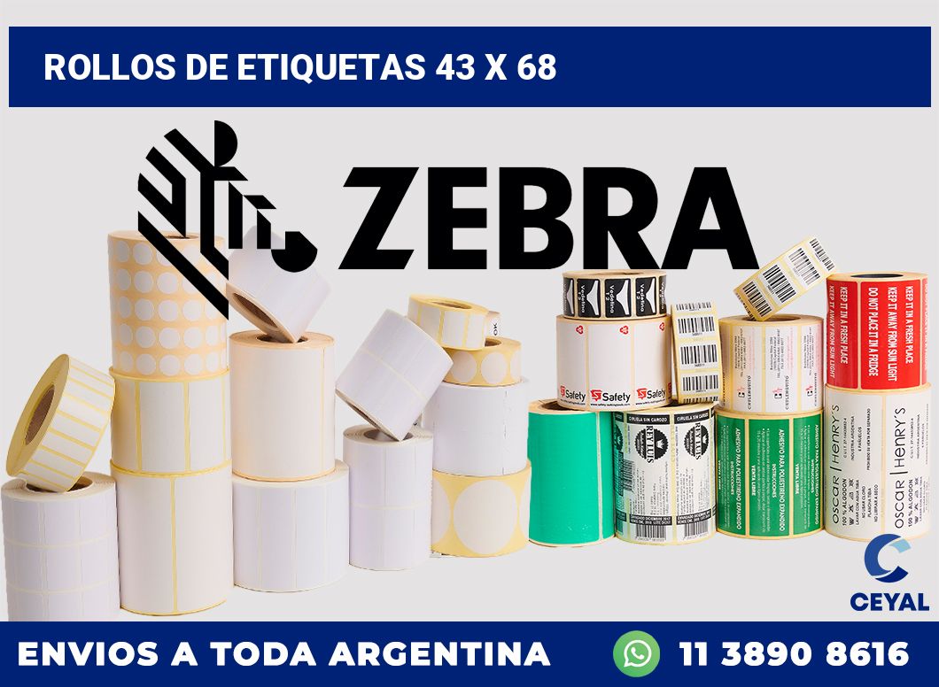 rollos de etiquetas 43 x 68