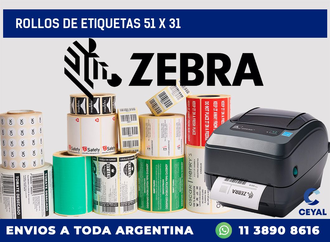 rollos de etiquetas 51 x 31