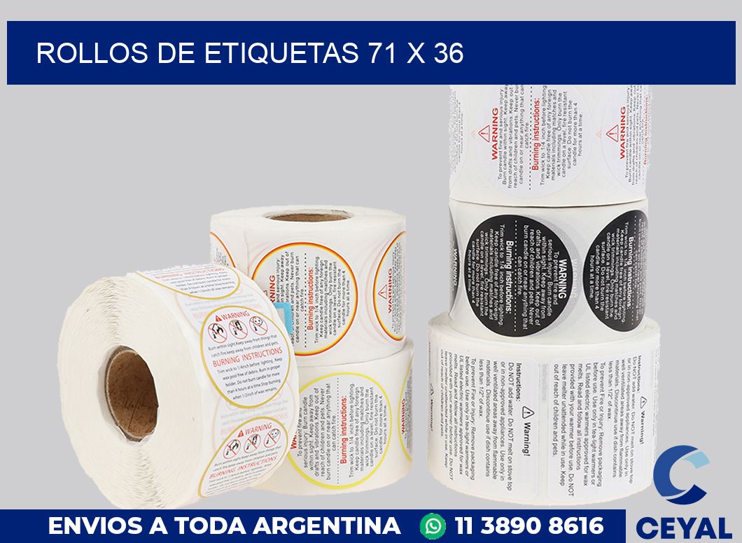 rollos de etiquetas 71 x 36