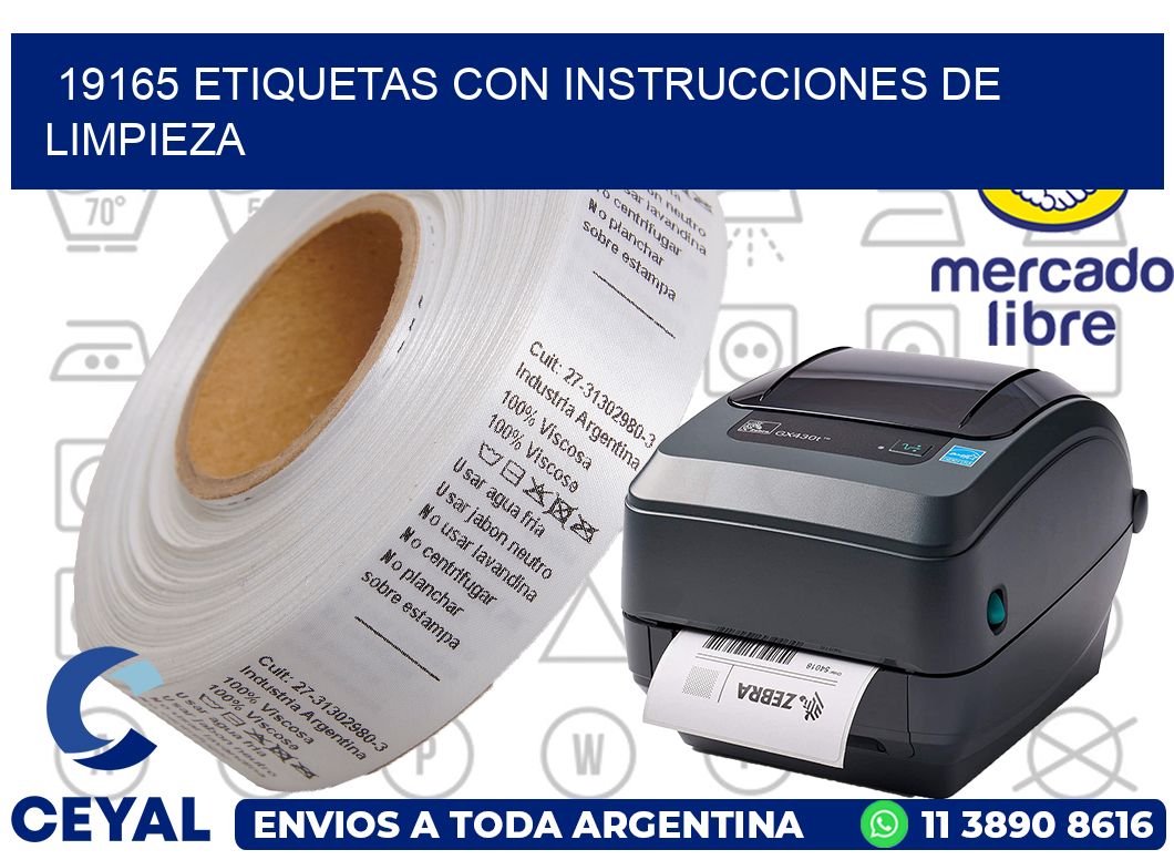 19165 Etiquetas con instrucciones de Limpieza