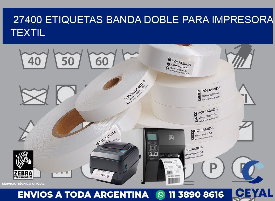 27400 etiquetas banda doble para impresora textil