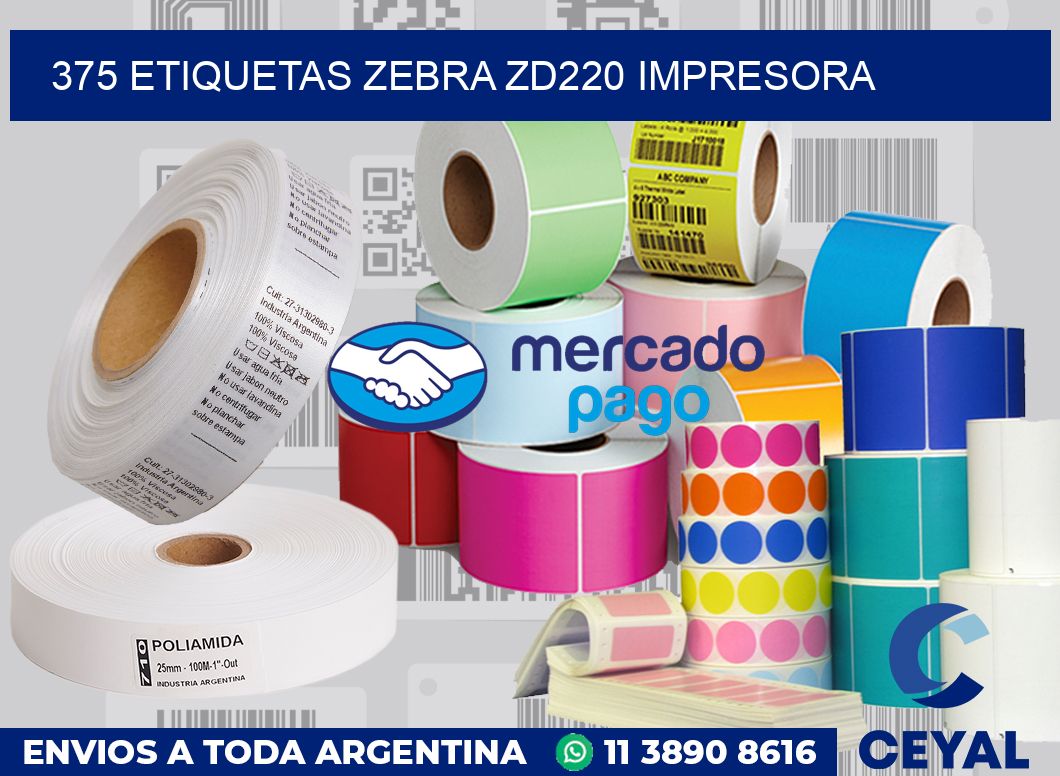 375 etiquetas Zebra zd220 impresora