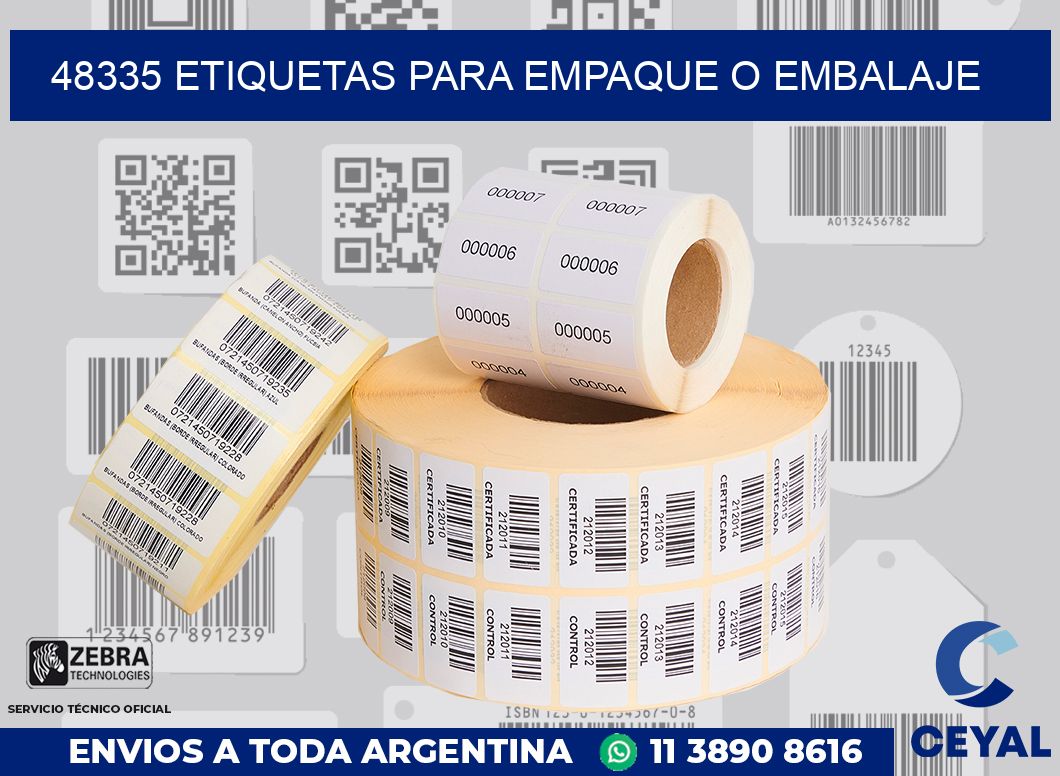 48335 Etiquetas para empaque o embalaje