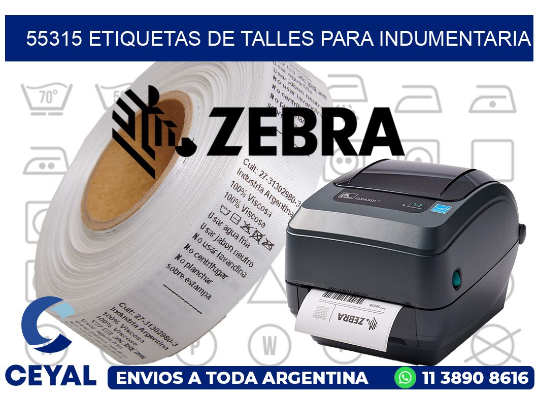 55315 Etiquetas de Talles para indumentaria