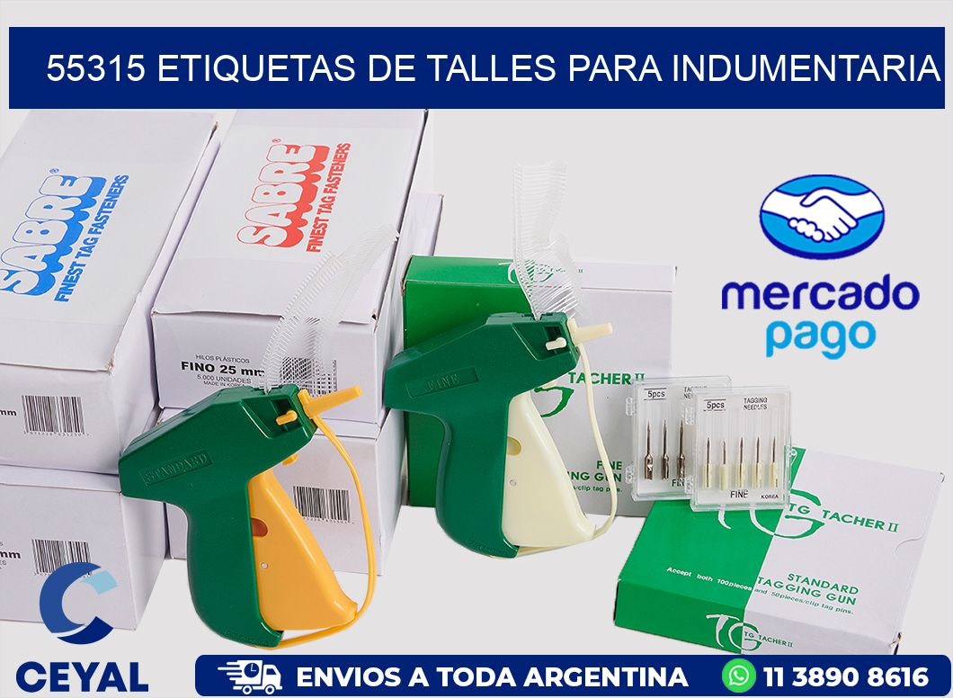 55315 Etiquetas de Talles para indumentaria