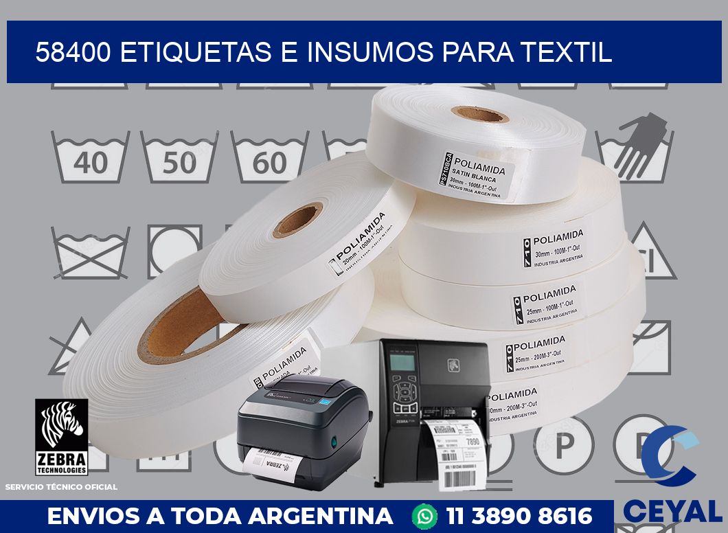 58400 etiquetas e insumos para textil