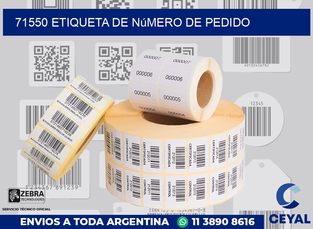 71550 Etiqueta de número de pedido