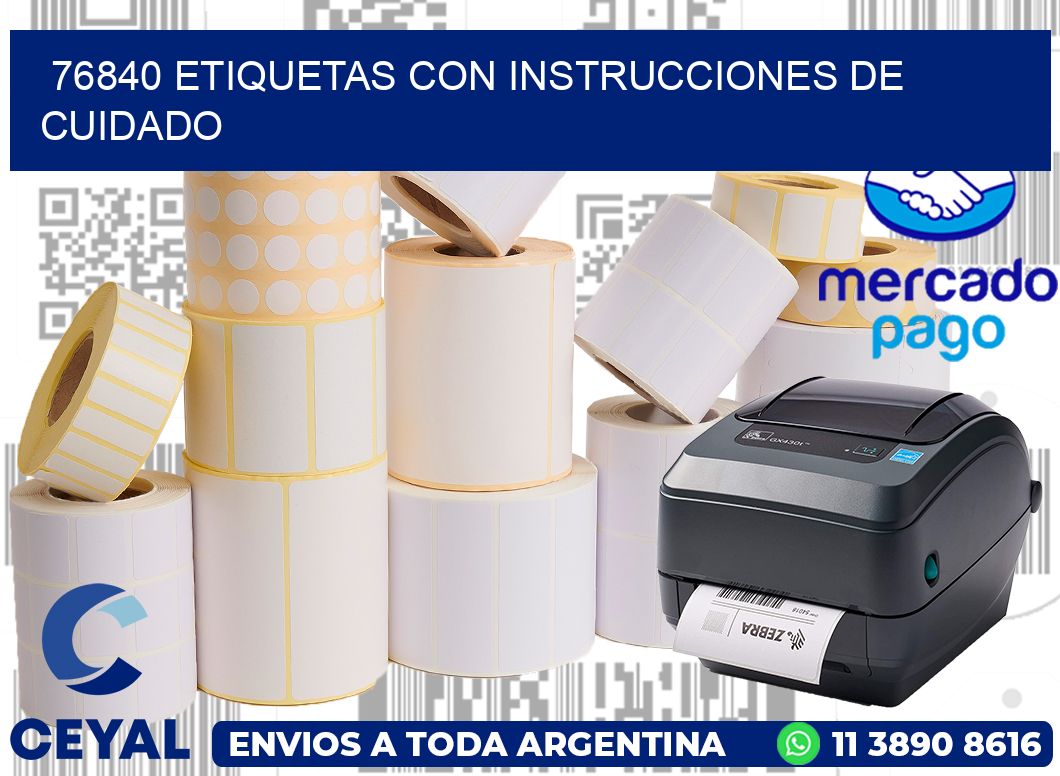 76840 Etiquetas con instrucciones de cuidado