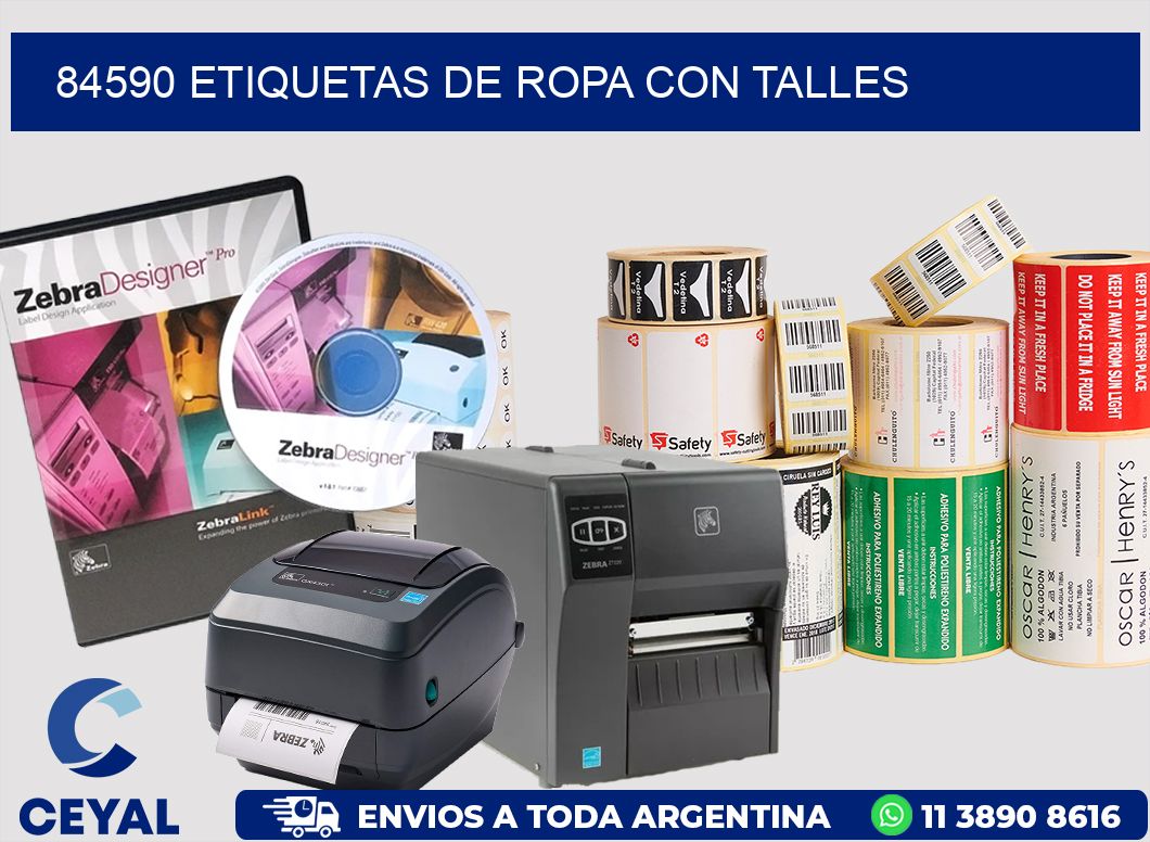 84590 Etiquetas de ropa con Talles