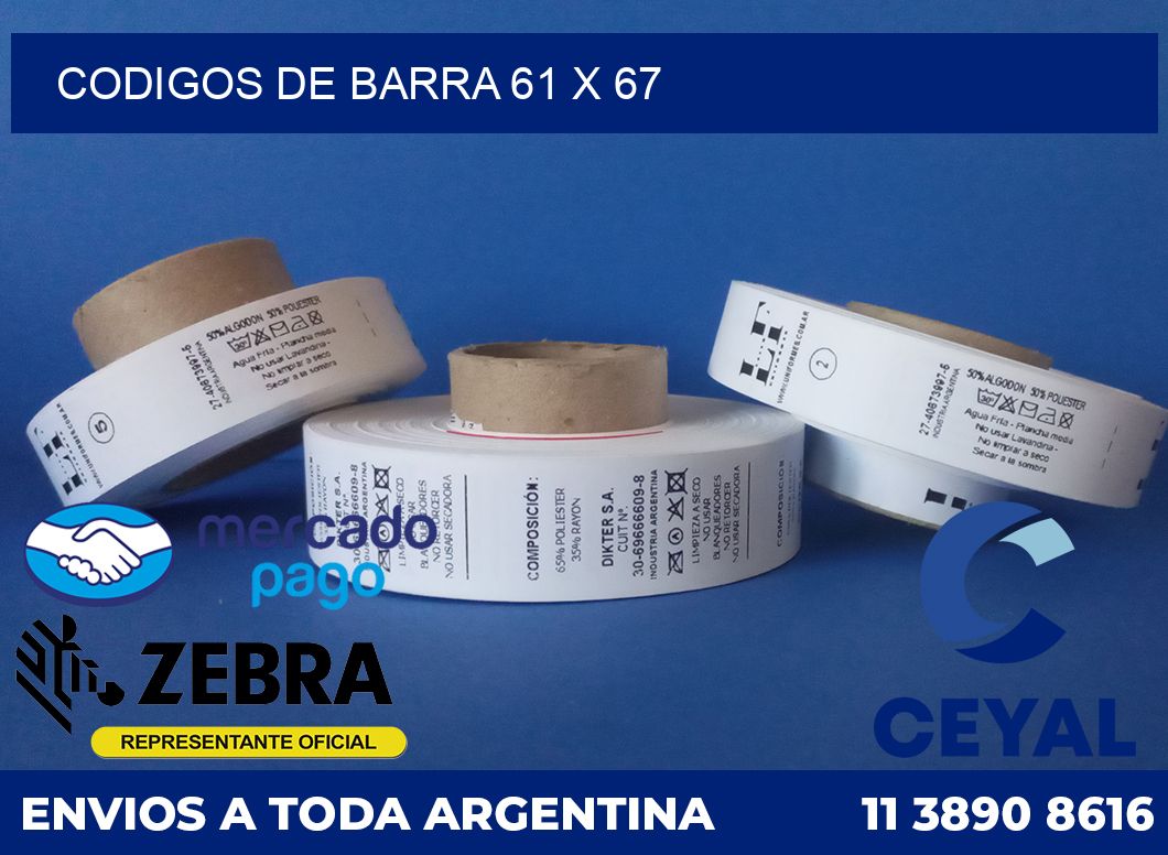 Codigos de barra 61 x 67