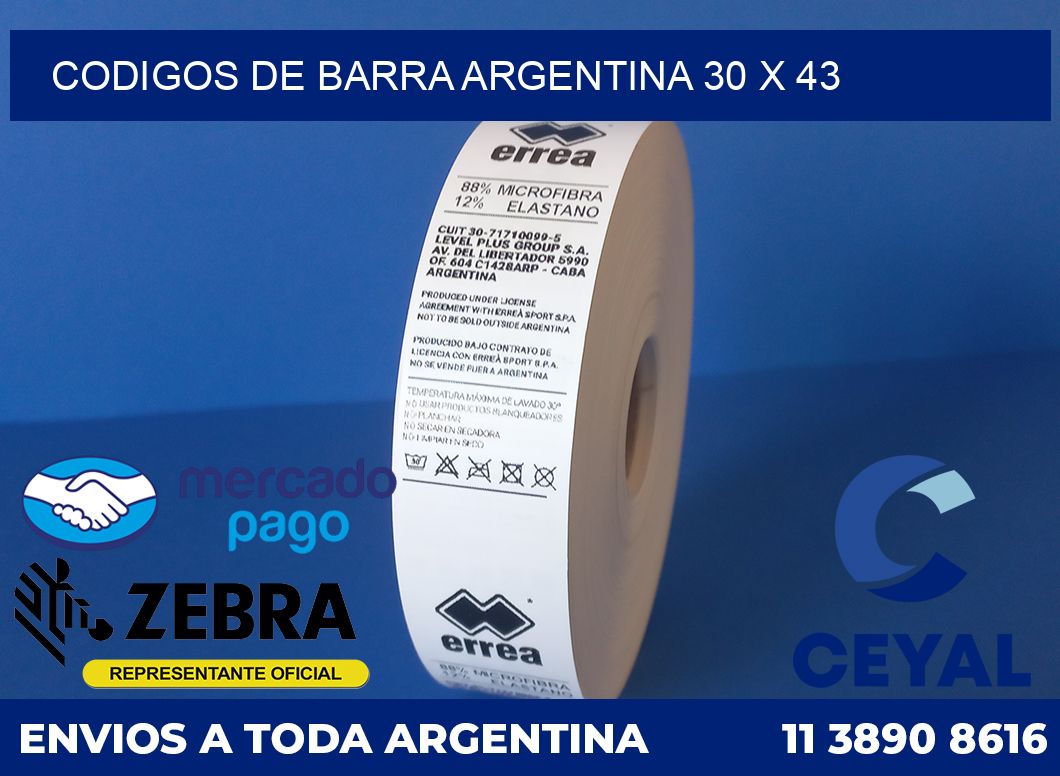 Codigos de barra Argentina 30 x 43