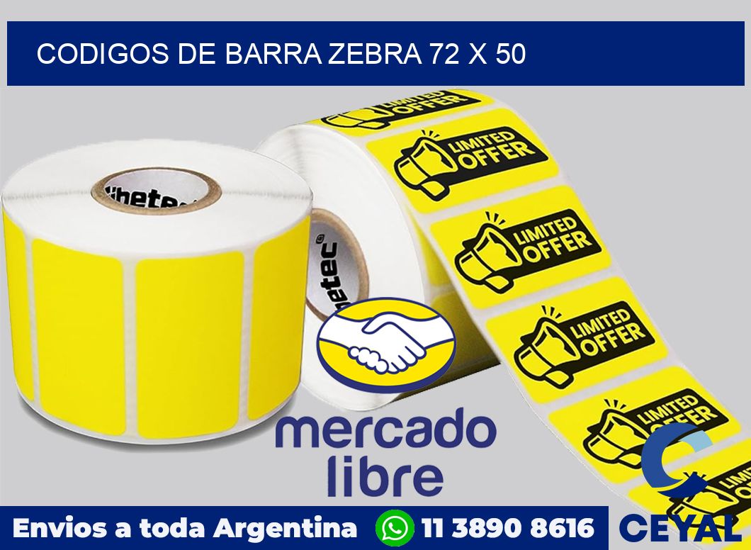 Codigos de barra Zebra 72 x 50