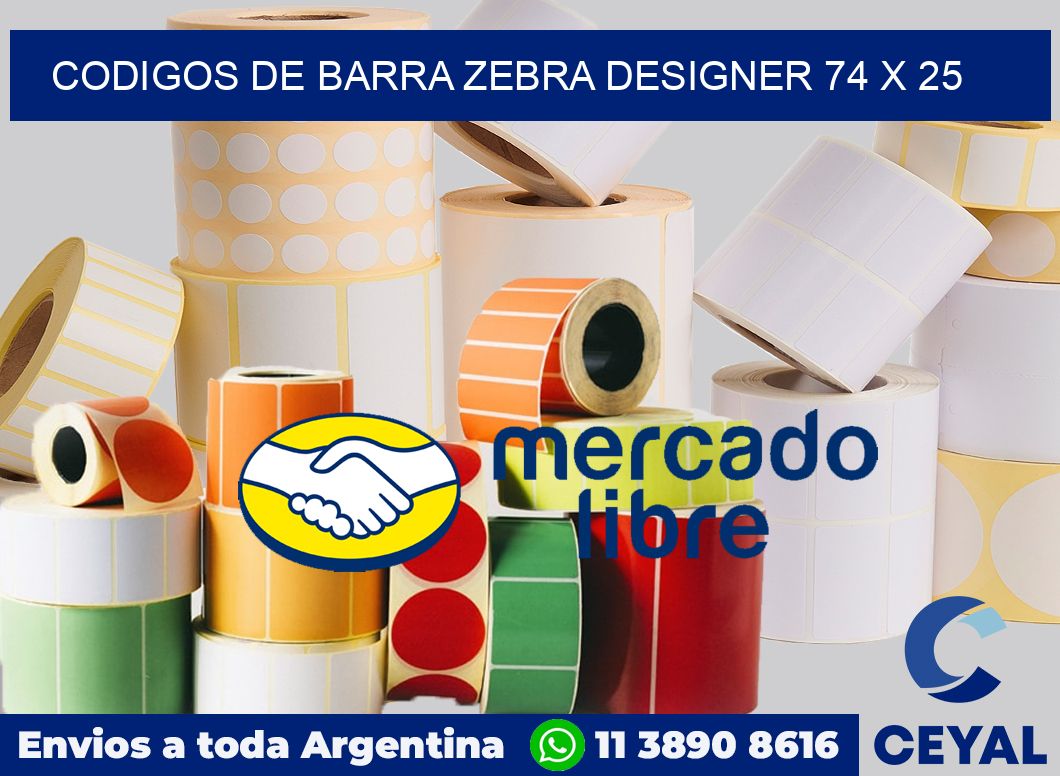 Codigos de barra Zebra designer 74 x 25