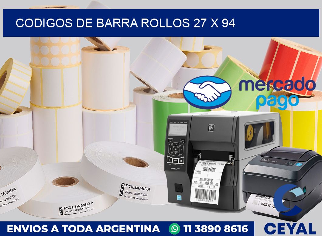 Codigos de barra rollos 27 x 94