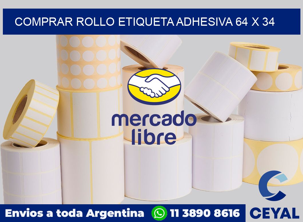 Comprar rollo etiqueta adhesiva 64 x 34