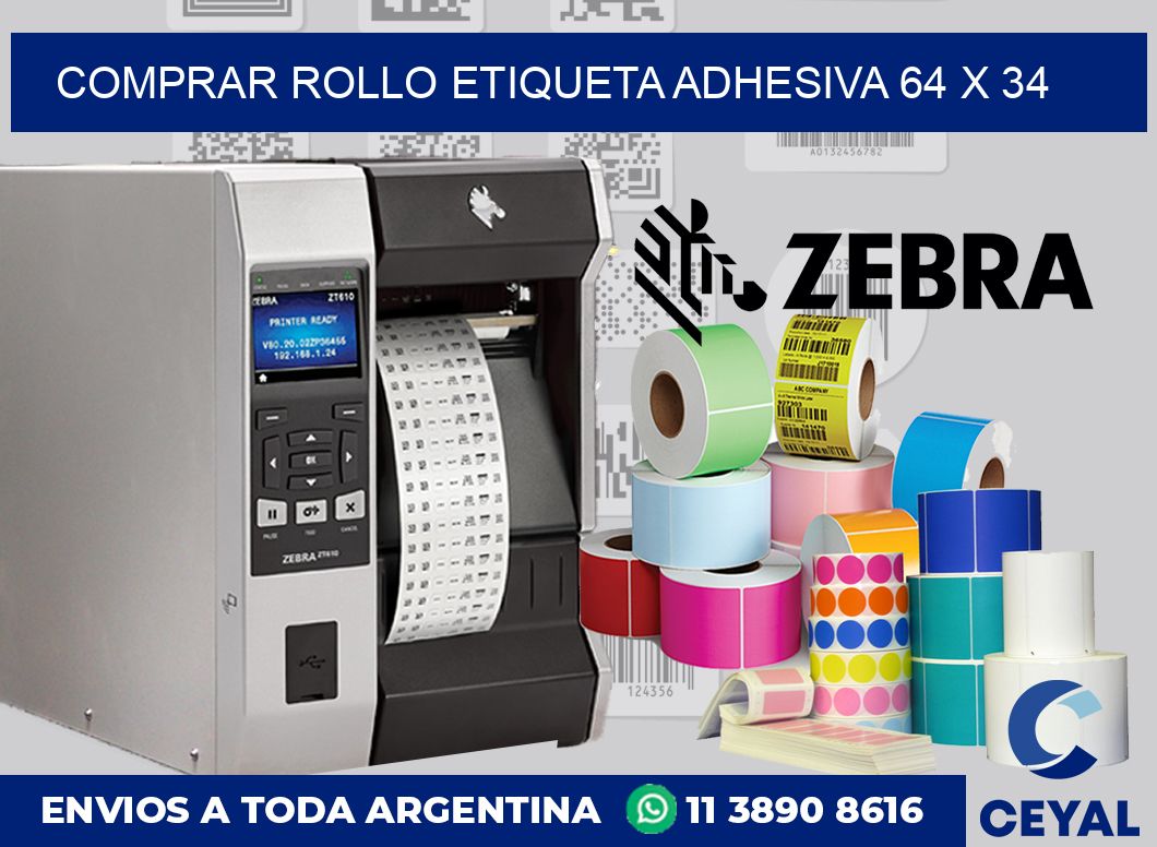 Comprar rollo etiqueta adhesiva 64 x 34