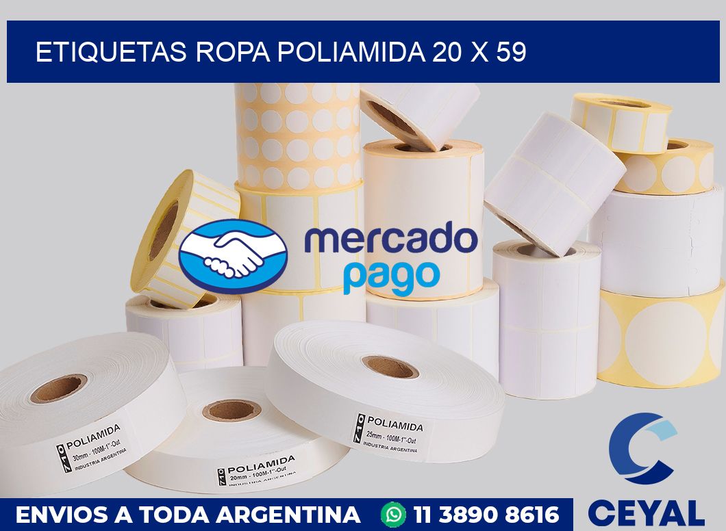 Etiquetas ropa poliamida 20 x 59